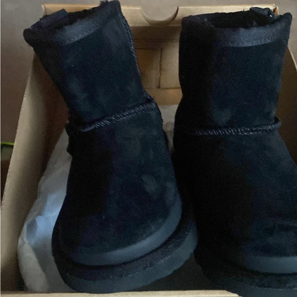 UGG Black Suede Boots with Side Zipper - Picture 2 of 4